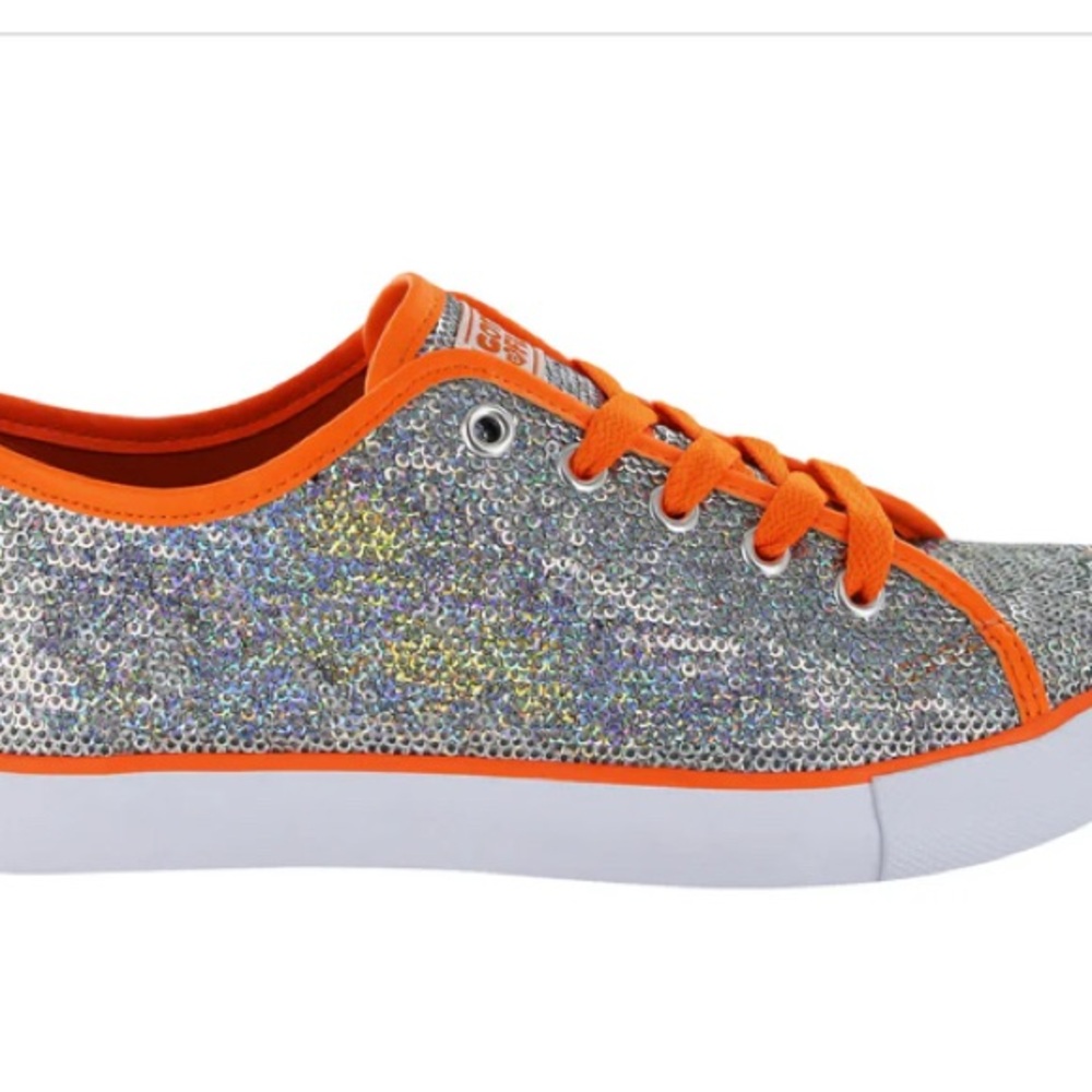 Women's Silver/Orange Sequin Sneakers - Picture 3 of 10